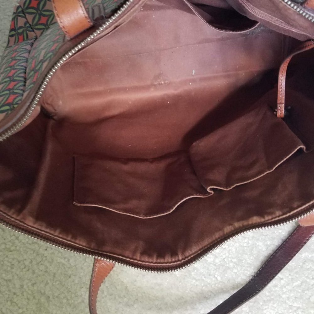 Geometric Pattern Zipper Fossil Rachel Tote Bag - image 6